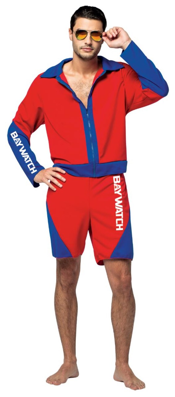 The Costume Center Red and Blue Baywatch Lifeguard Suit Men Adult Halloween Costume - One Size